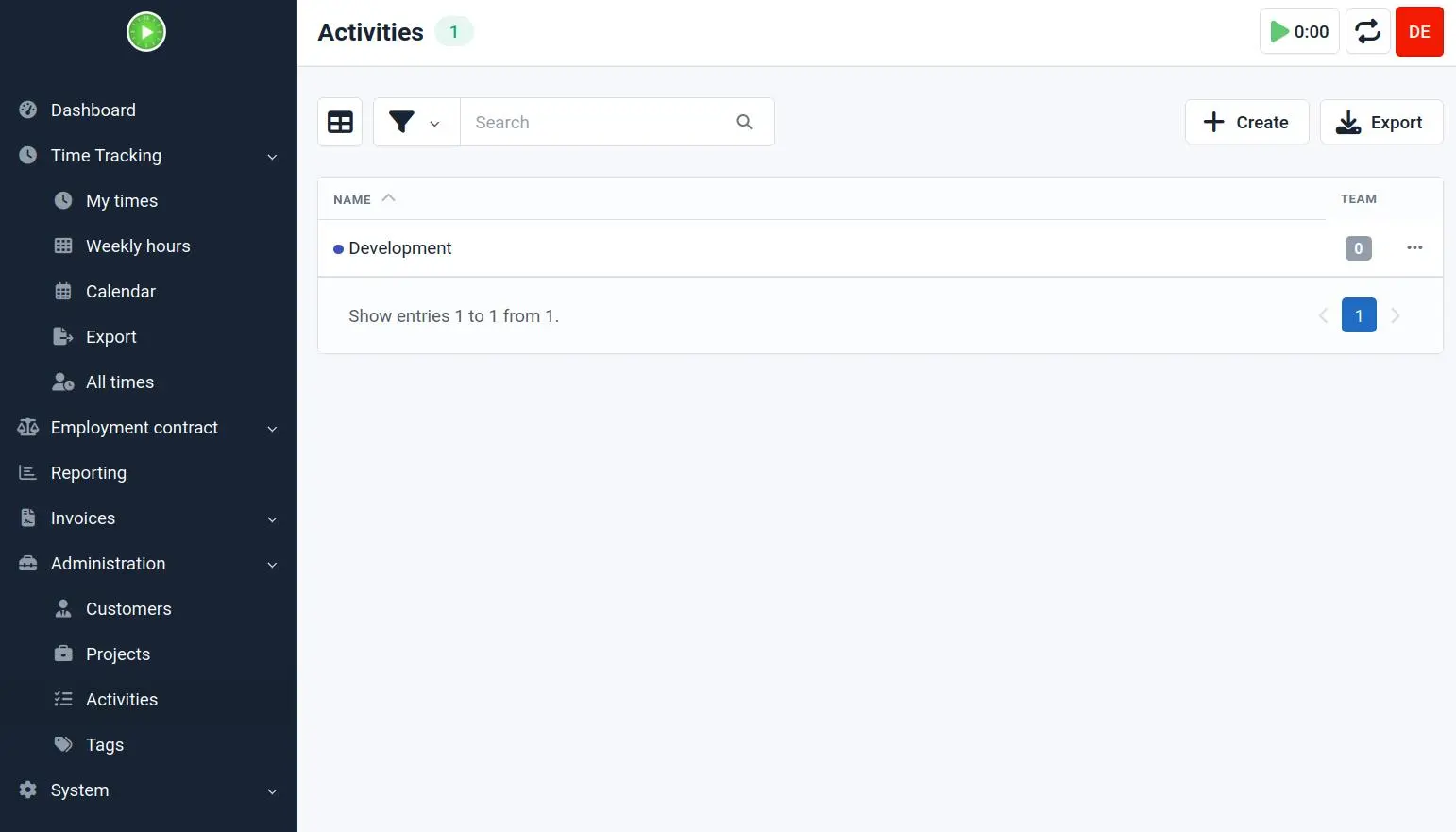 Kimai activity tracking